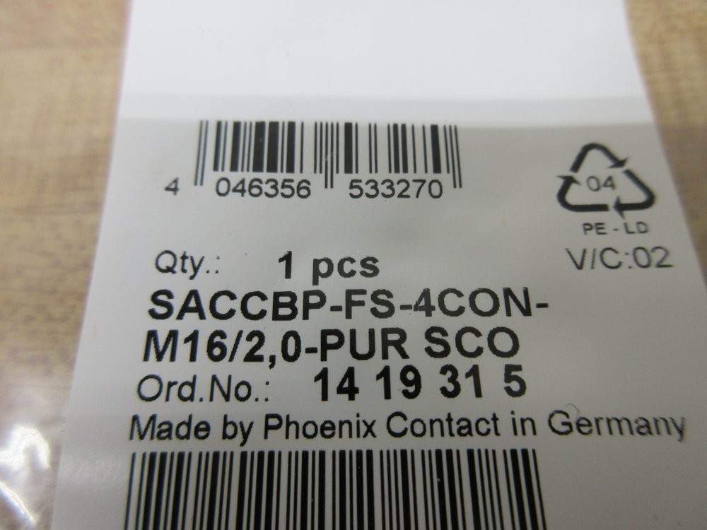 Phoenix Contact SACCBP-FS-4CON-M16/2,0-PUR SCO Single End Cable (Pack of 3)
