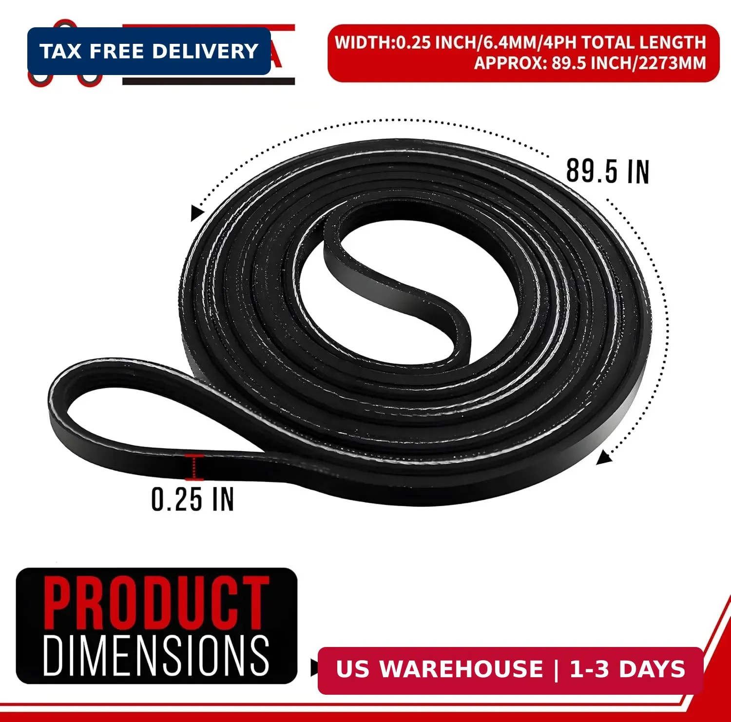2 PCS Dryer Drum Drive Belt GE WE12M29 WE03X29897 (89.5 Inches) Replacement for