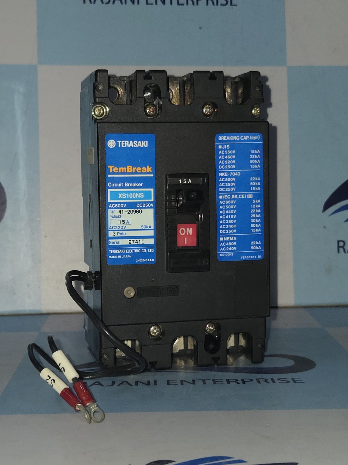 Terasaki Tembreak XS100NS Circuit Breaker 15A 3-Pole with Shunt trip 200-480Vac