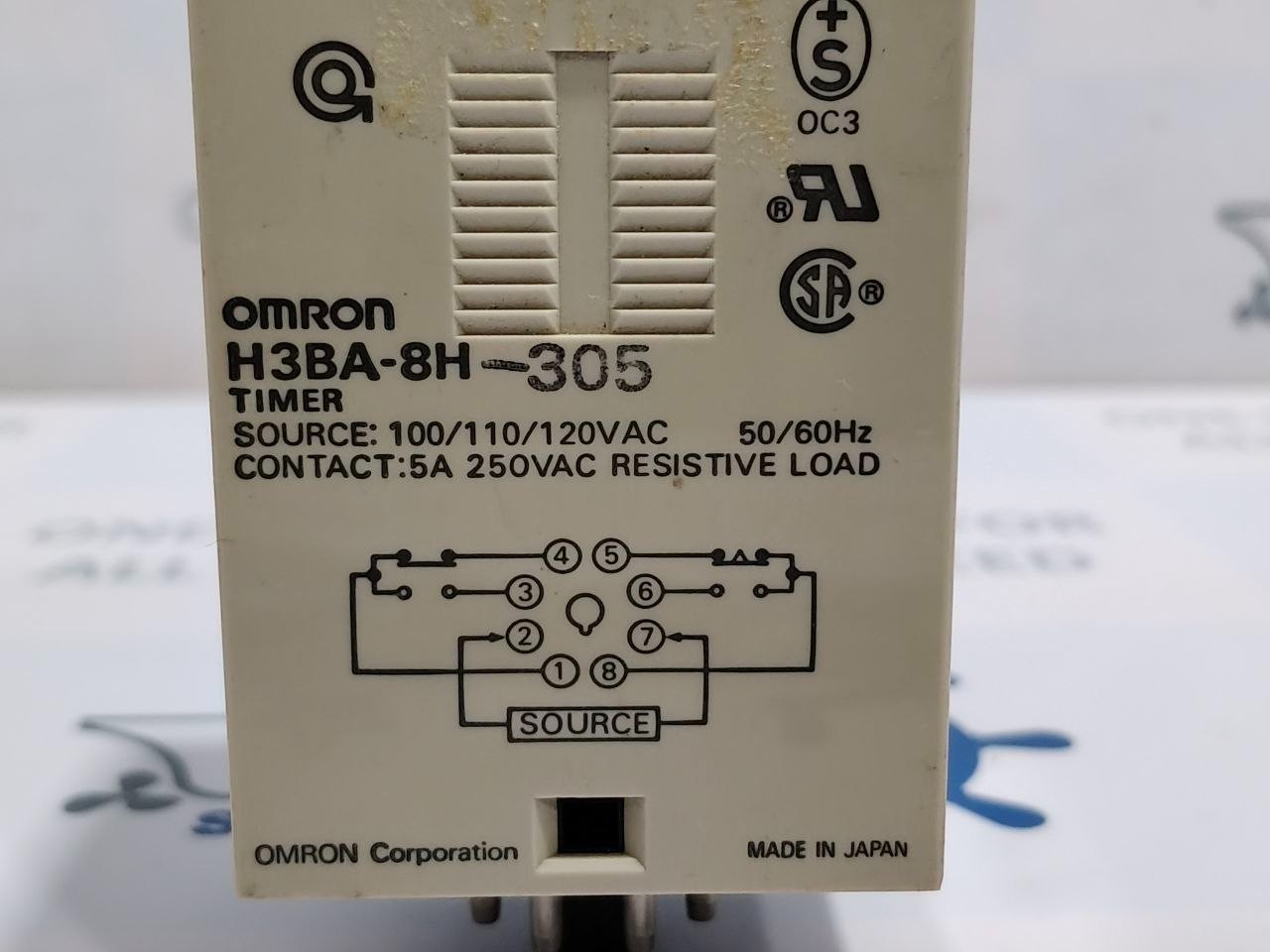 Omron H3BA-8H-305 Timer Range 0 to 1.0 hr 100/110/120VAC 50/60Hz