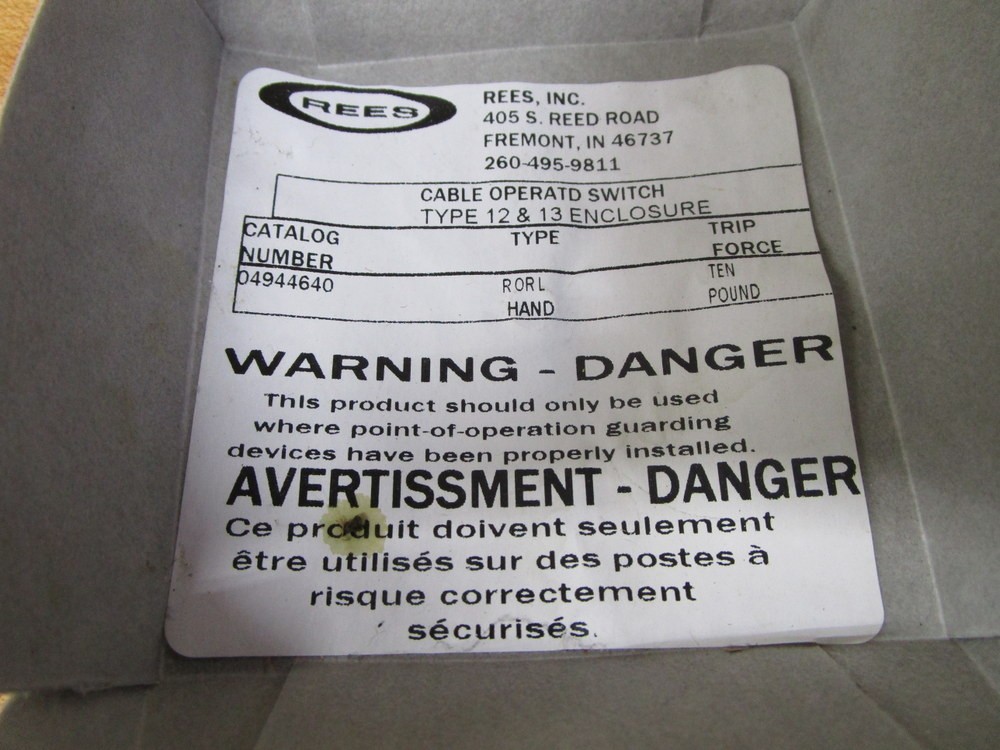 Rees 04944-640 Cable Operated Switch 04944640 Lid And Gasket Only