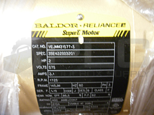 NEW BALDOR RELIANCE VEJMM3157T-5 SUPER-E MOTOR 2HP 1725RPM FR:145JM 432335-068
