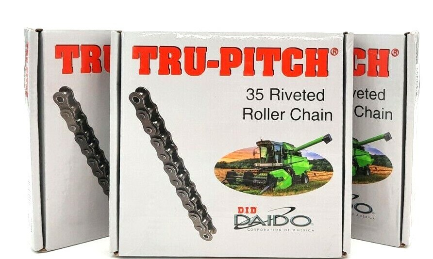 3x Tru-Pitch 35 riveted Roller Chain 10 ft Ea. 320 Pitches Ea. Daido Corp.