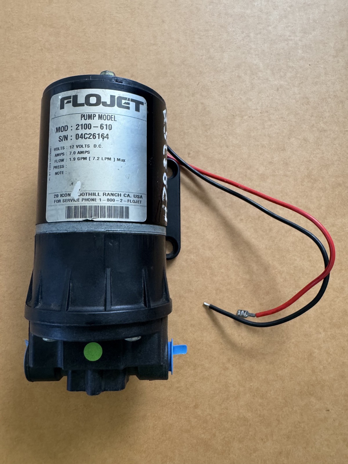 FLOJET Model 2100-610 12VDC 7A 1.9 GPM 7.2 LPM Pump New OEM NextDayAir Available