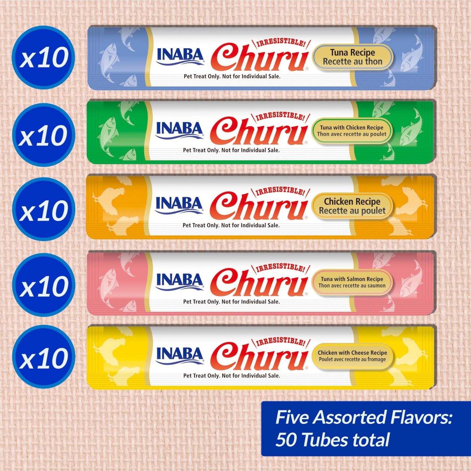 Inaba Churu Puree Lickable Cat Treat Variety Pack – Tuna & Chicken, 50 Count,2pk