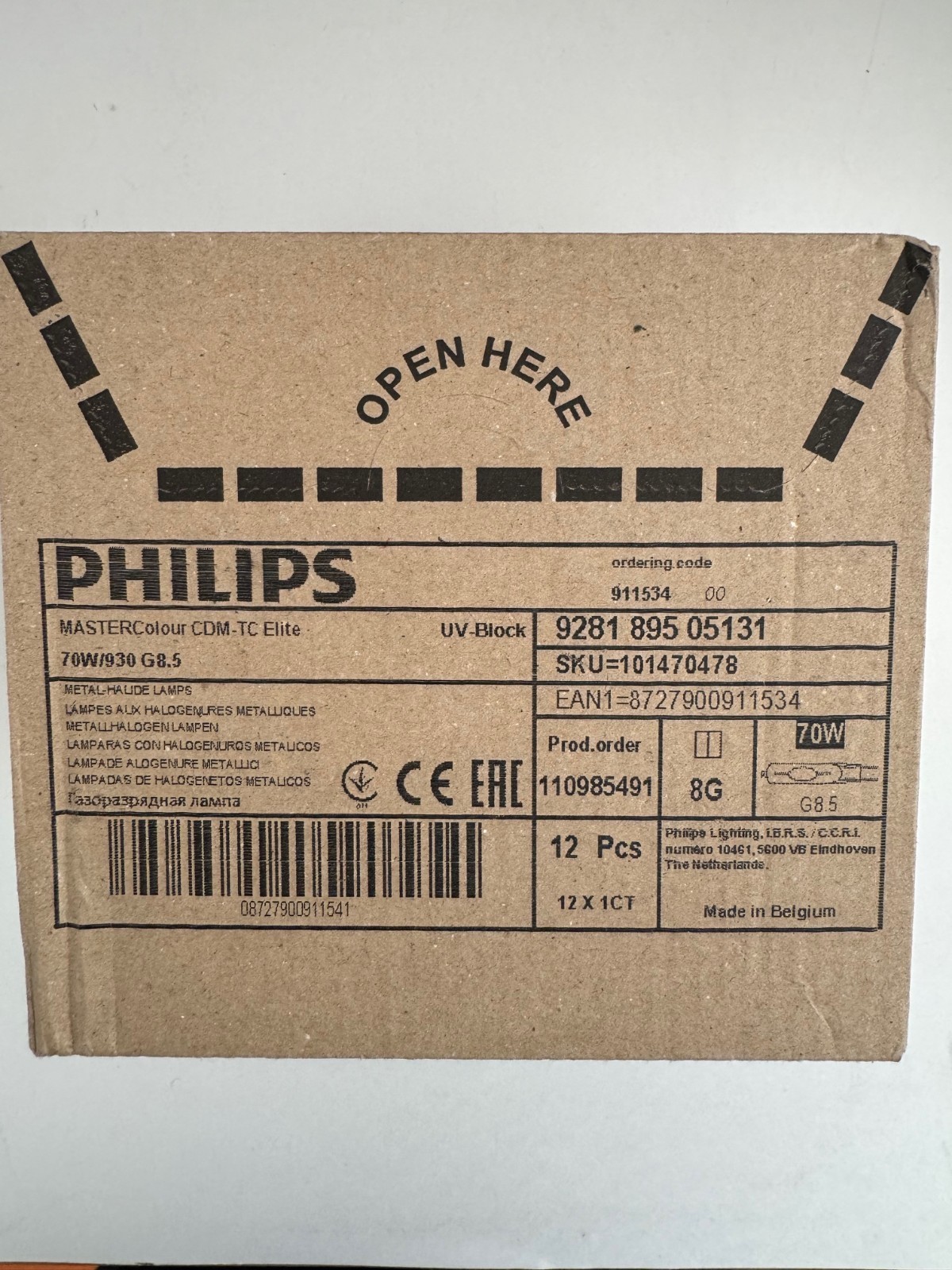 12 Pack PHILIPS 911534 CDM70/TC/930 Elite 70W 3000K G8.5 409177 206958 HID Lamp