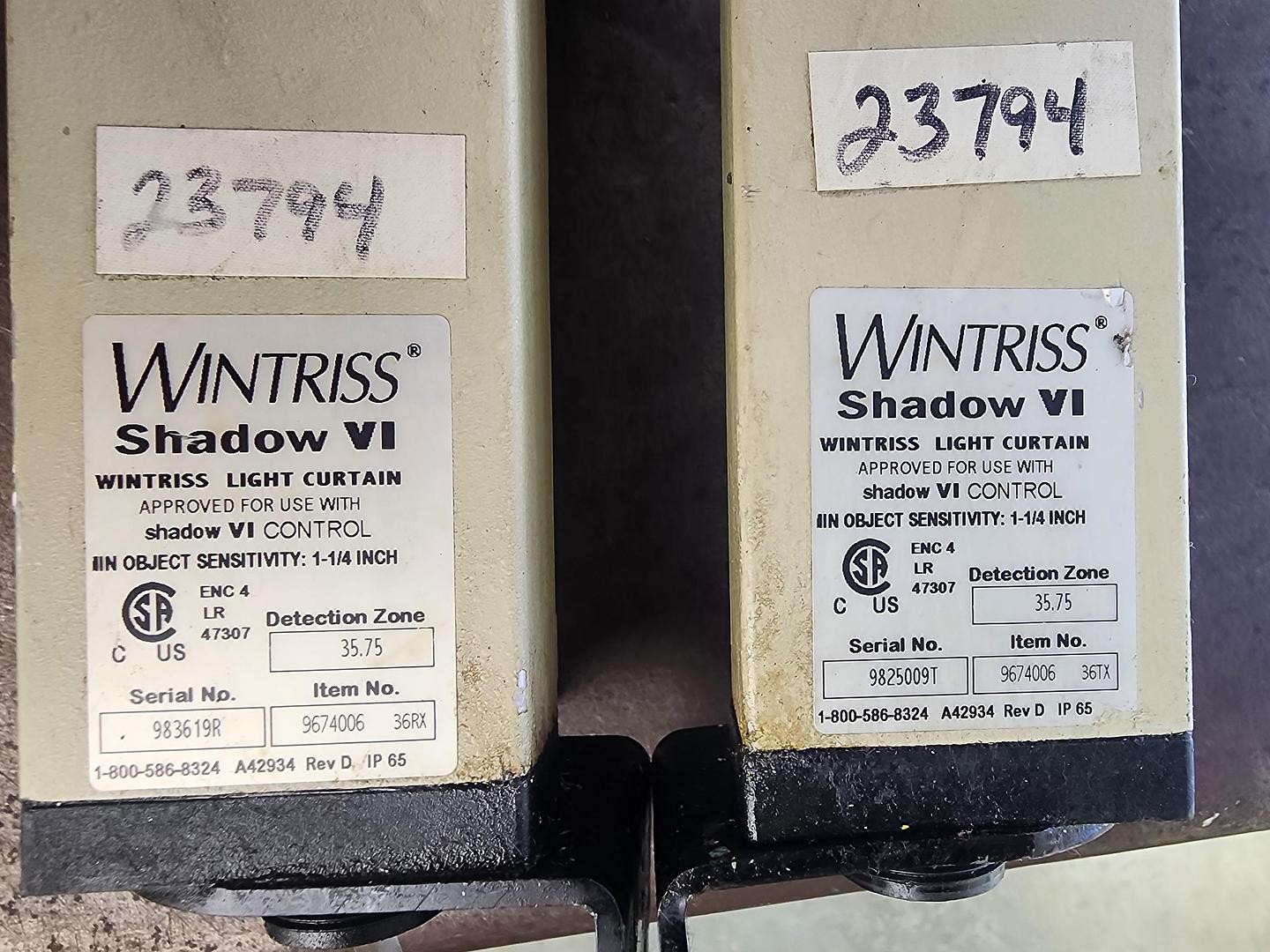 Wintriss 9674006 35.75″ Shadow VI Rx and Tx Light Curtain Set