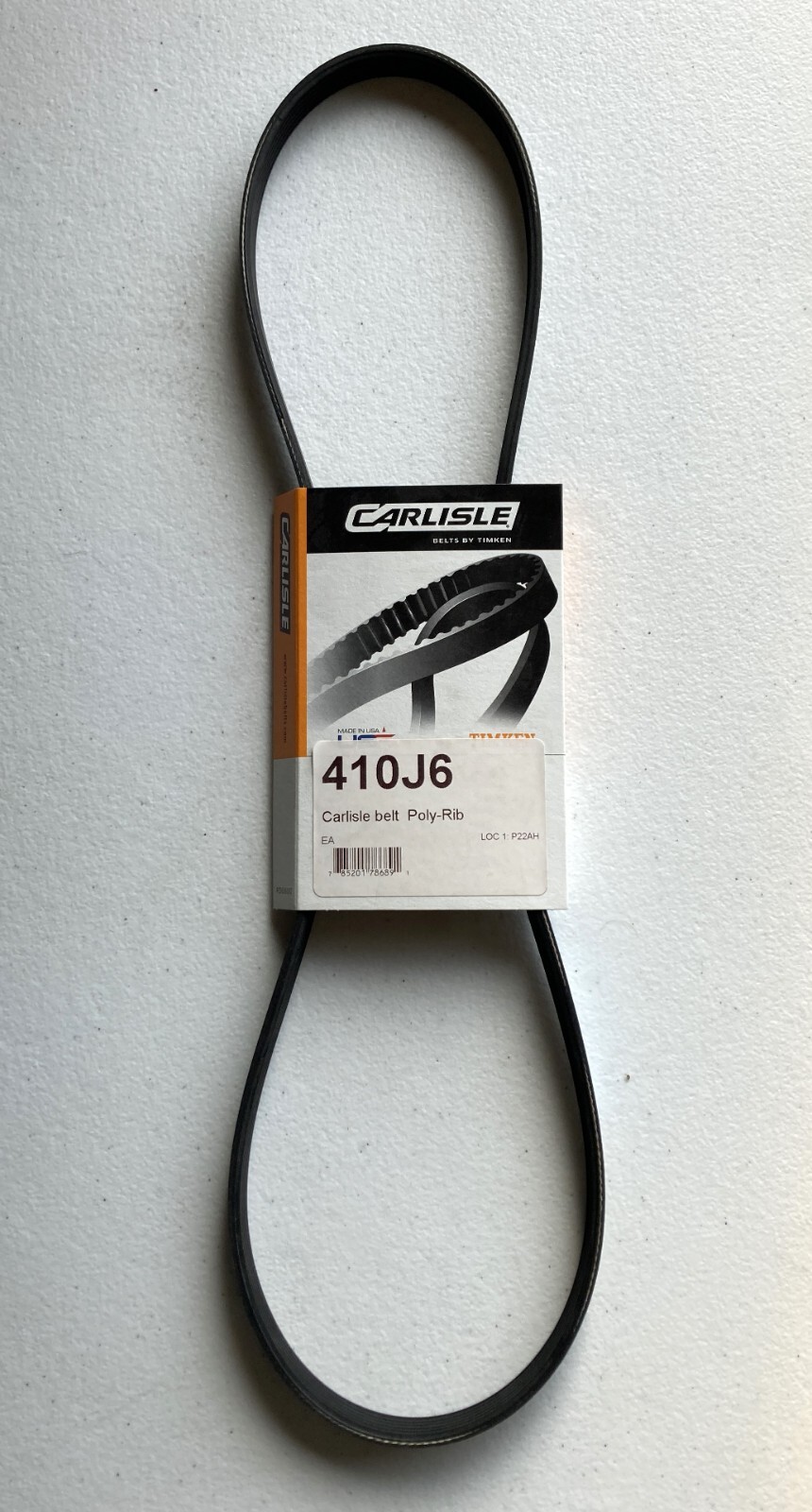 Timken Carlisle 410J6 Vee-Rib Poly V Belt Made in Thailand 410J