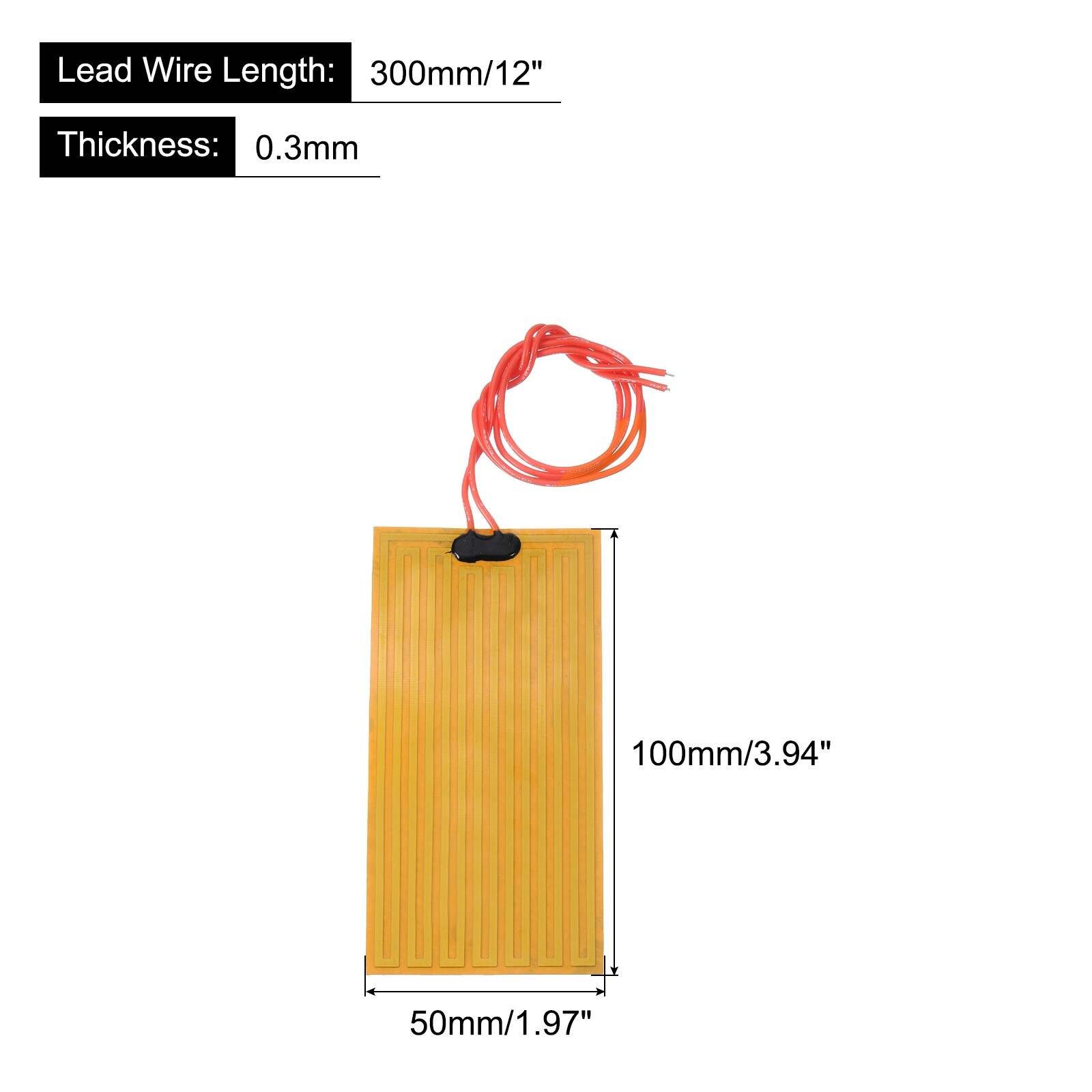 Pack of 6 Heater Film Heating Plate 12V 14W Polyimide Heat Pad 100mmx50mm