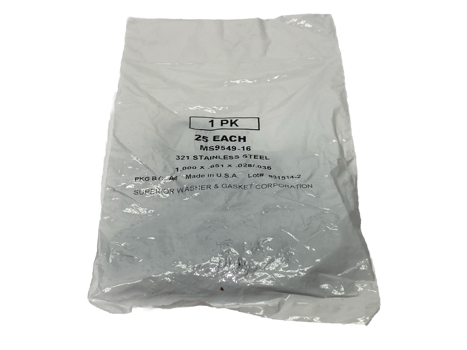 Superior Washer & Gasket MS9549-16 Washer SS 1.000 x 0.651 x 0.028″ PKG OF 25