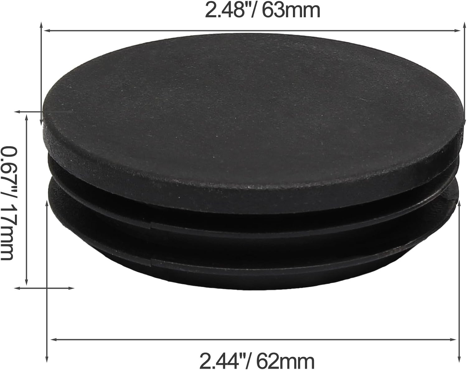 8 Pcs 2 1/2″ round Plastic Plugs, Tubing End Cap Black Insert End Caps Floor Pro