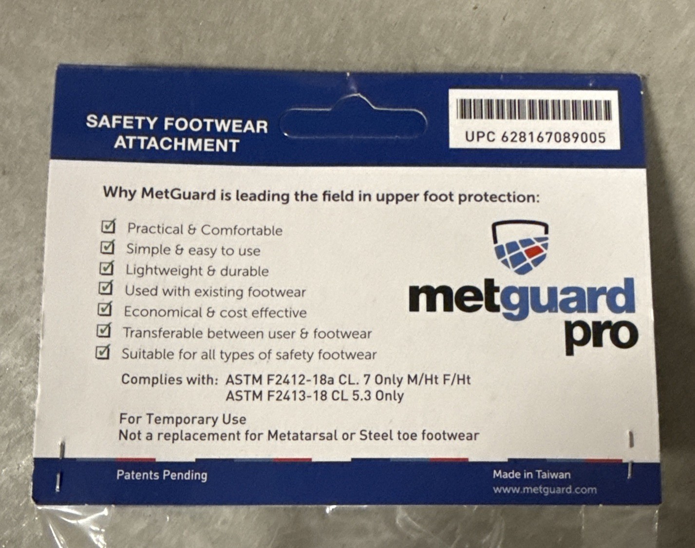 Impacto Metguard Pro Metatarsal Foot & Toe Gaurd (1 Pair), Universal, Torn Packg