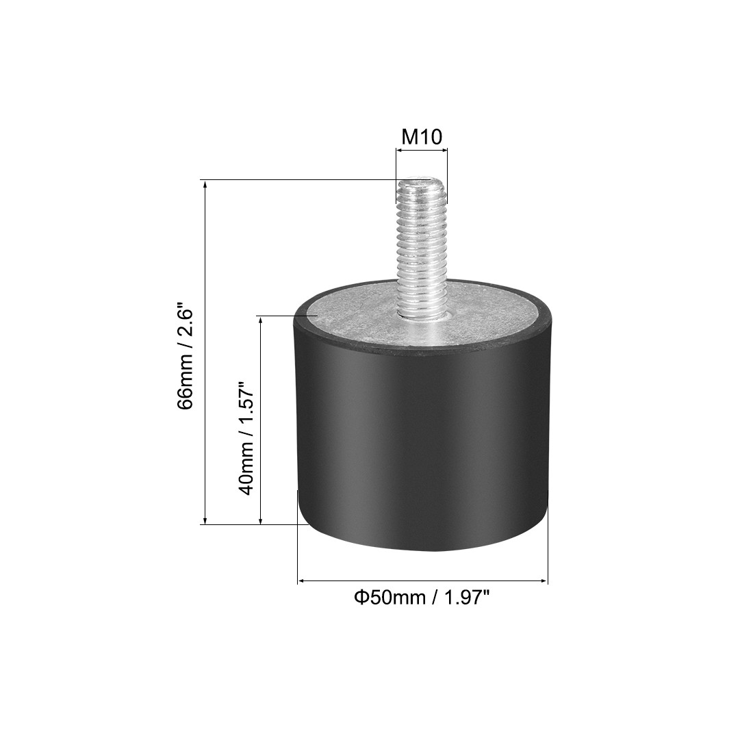 M10 Rubber Vibration and Shock Absorption Mount w Thread Stud, 1.97″ x1.57″