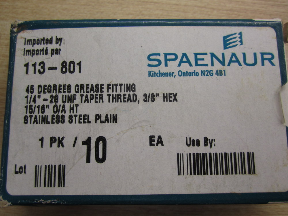 Spaenaur 113-801 Grease Fitting (Pack of 10)