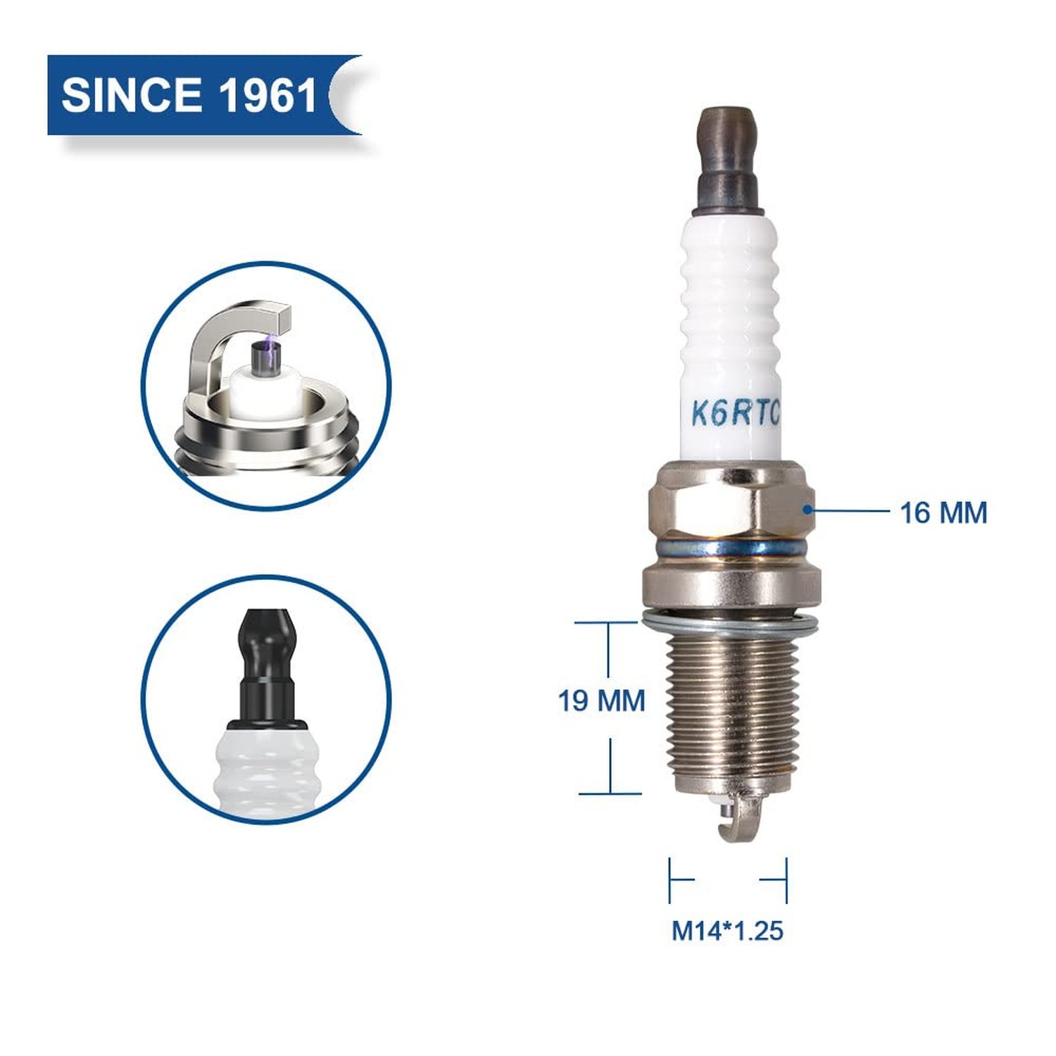 TORCH K6RTC Spark Plug Replace for Champion RC12YC,for Bosch FR7HC+,for NGK B…