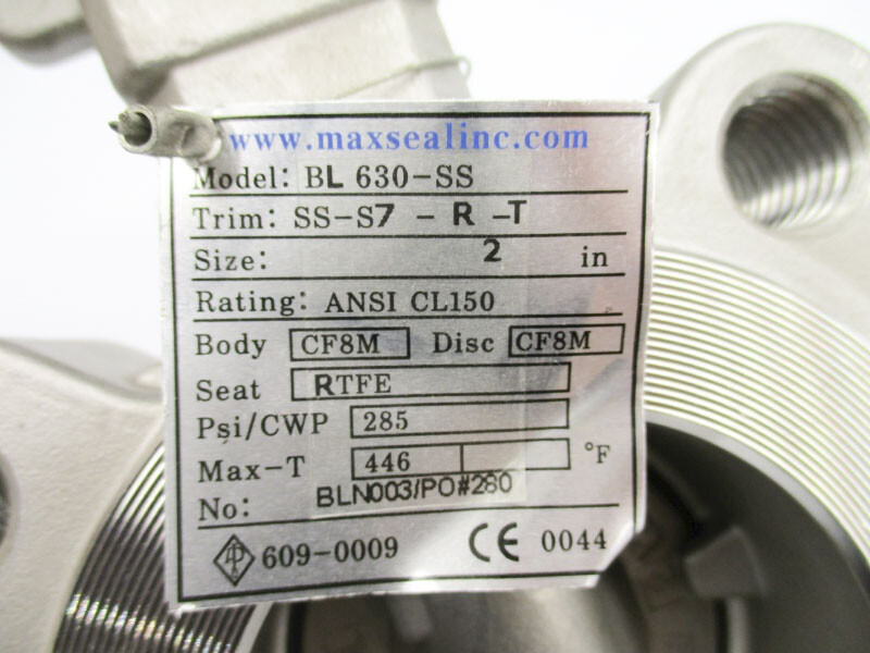 MAX SEAL BL630-SS SS-S7-R-T 285PSI 446’F 2″ NSNP