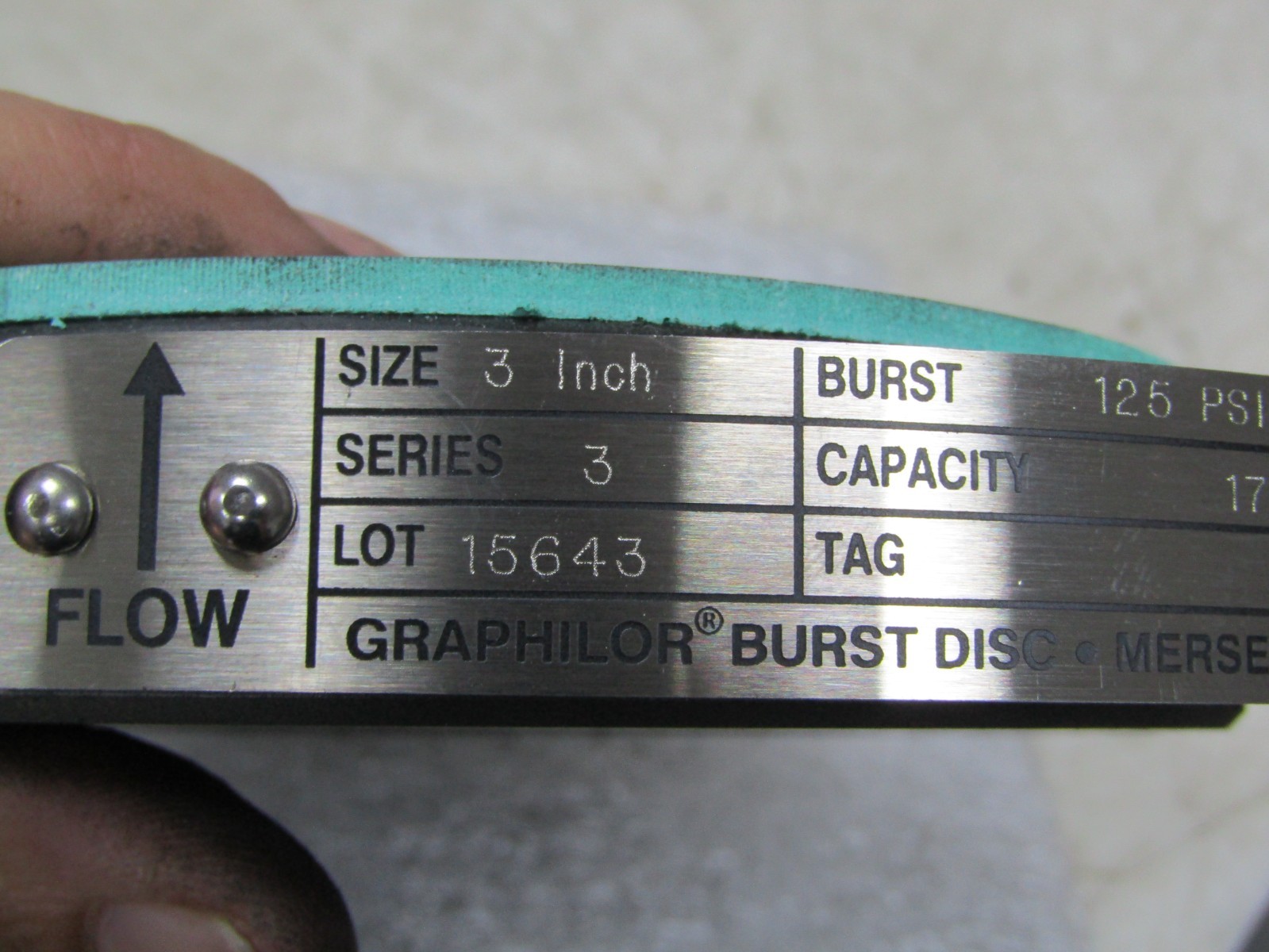 💥NEW MERSEN 3″ GRAPHILOR BURST DISC SERIES 3 125 PSIG @ 72°F 17123 SCFM 35′ LBS