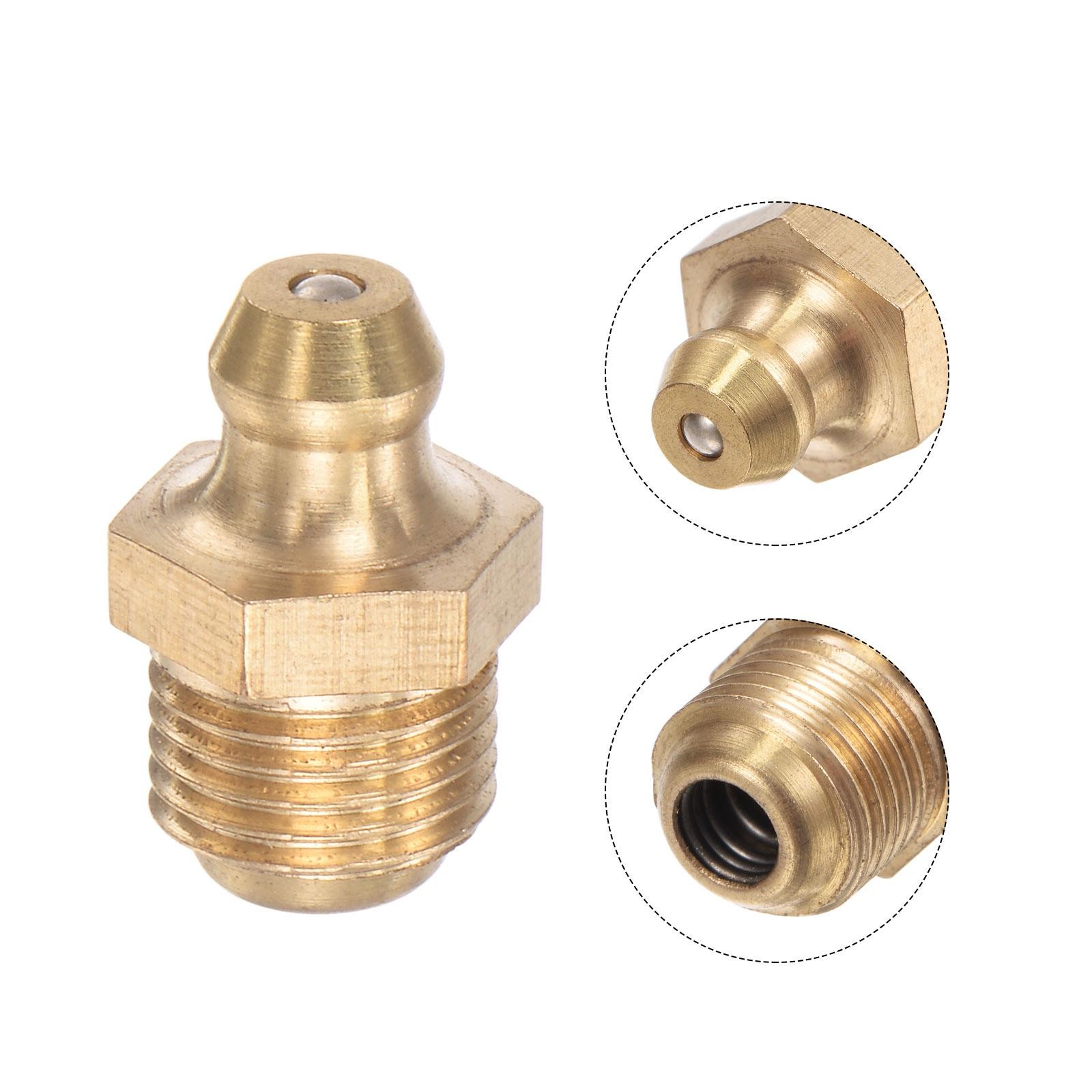 Brass Hydraulic Grease Fitting Assortment M10 x 1mm Thread, 10Pcs