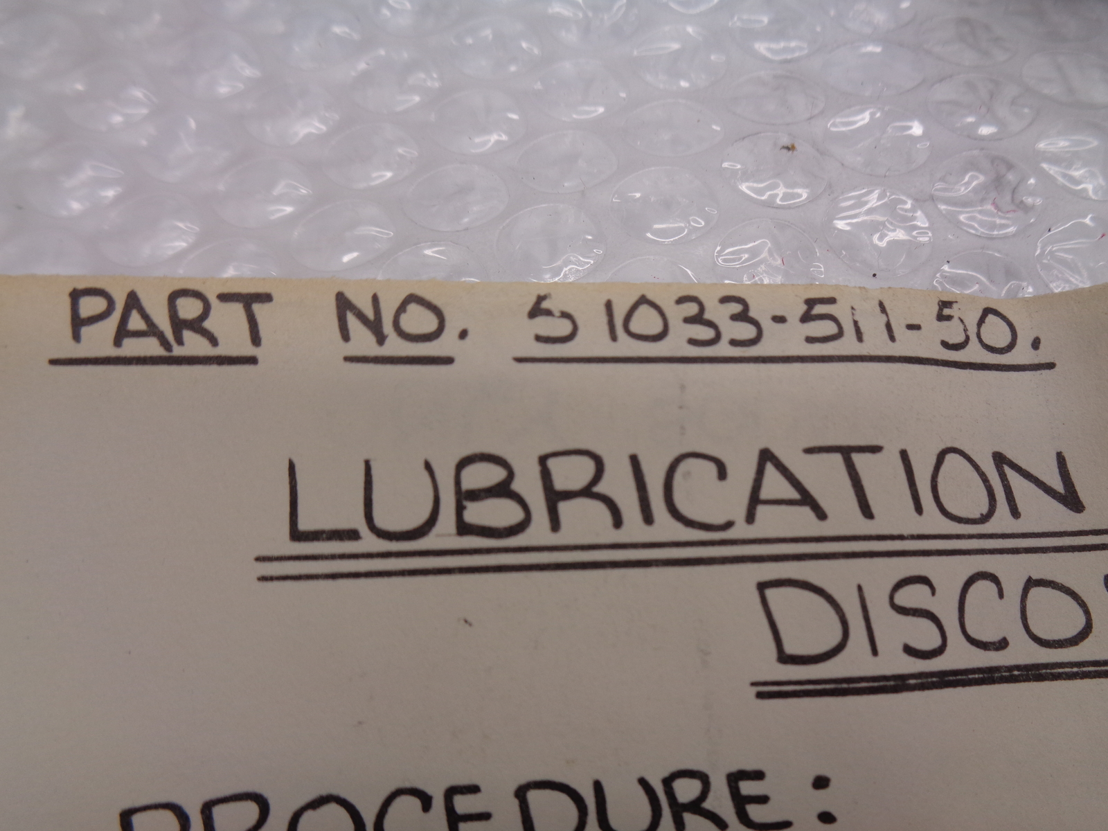 INDUSTRIAL SPARE 51033-511-50 LUBRICATION DISCO NSNP