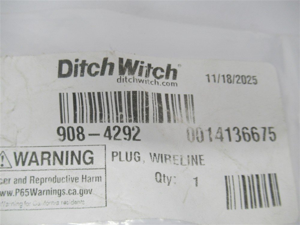 Ditch Witch 908-4292 , Wireline Plug