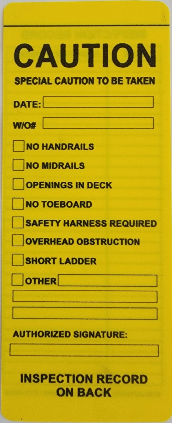 Yellow Vinyl Scaffolding Tag (QTY-10 per Pack)