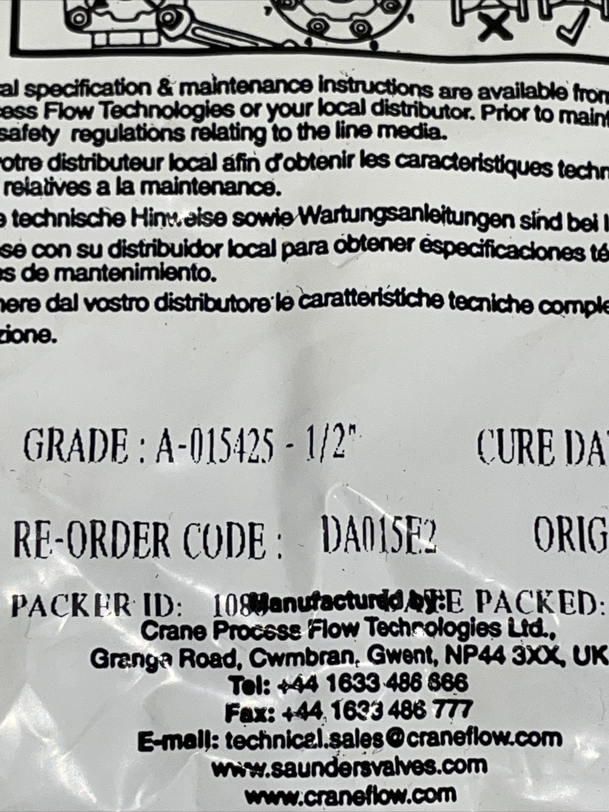 (2) SAUNDERS DA015E2 DIAPHRAGM *NEW IN FACTORY BAG*