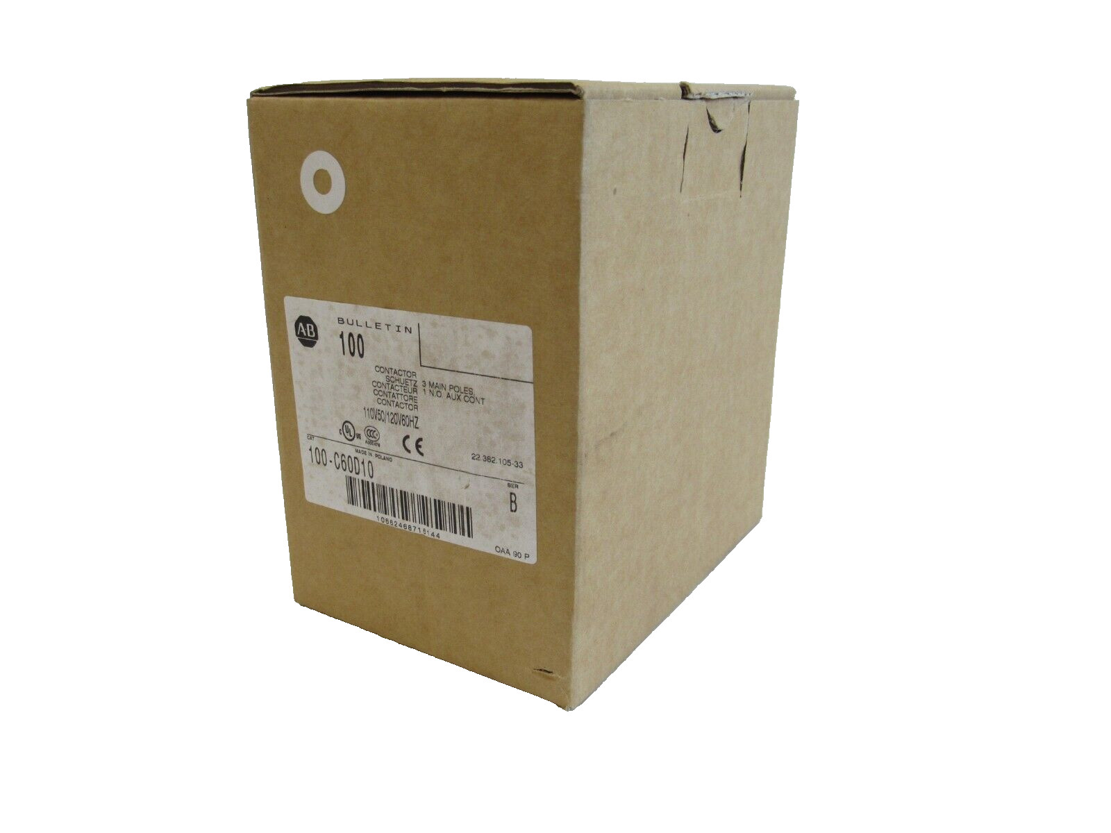 ALLEN BRADLEY 100-C60D10 CONTACTOR SER. B 100C60D10 NEW, SURPLUS