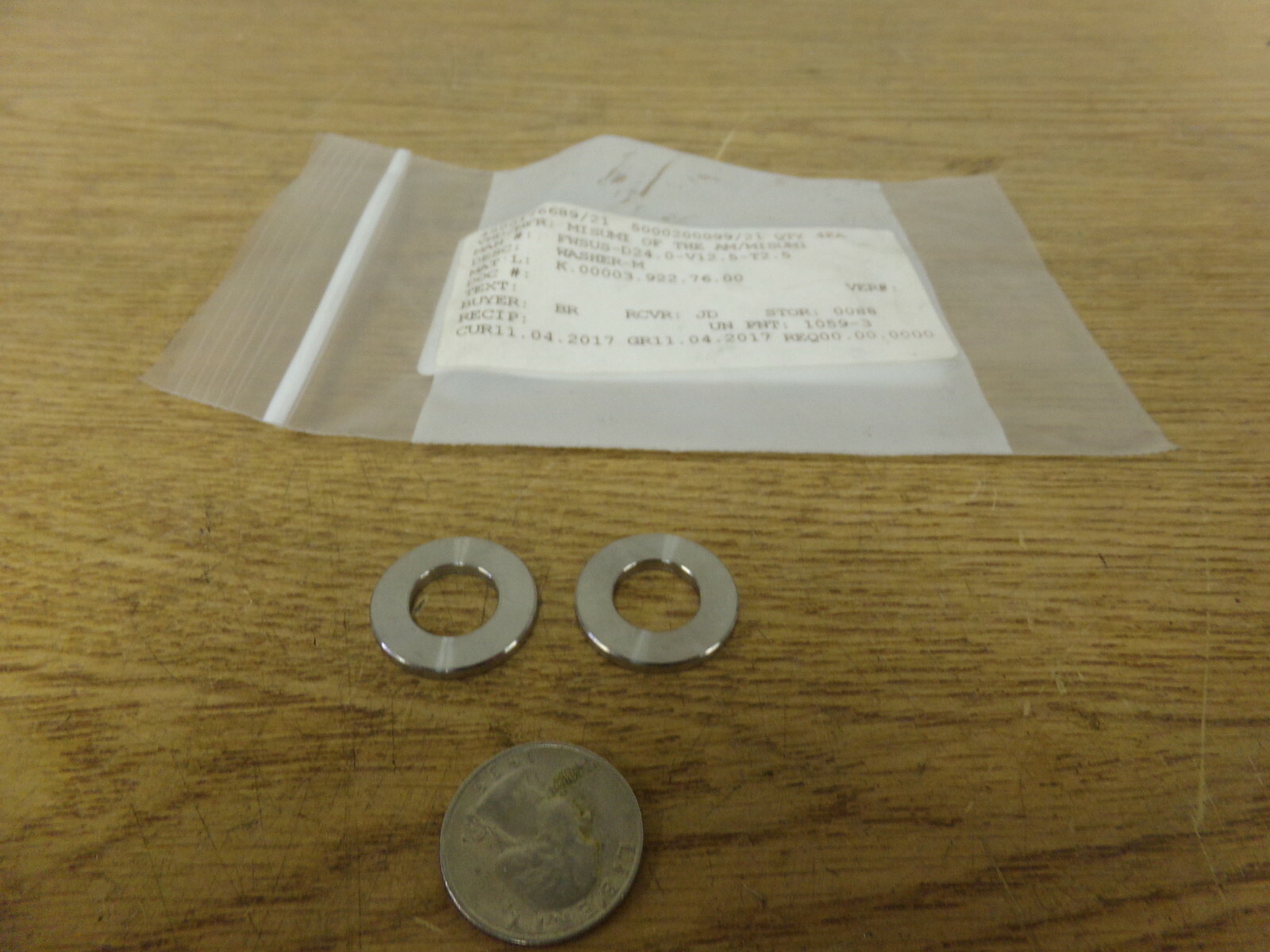 NEW Misumi FWSUS-D24.0-V12.5-T2.5 Washers, Lot of 2 *FREE SHIPPING*