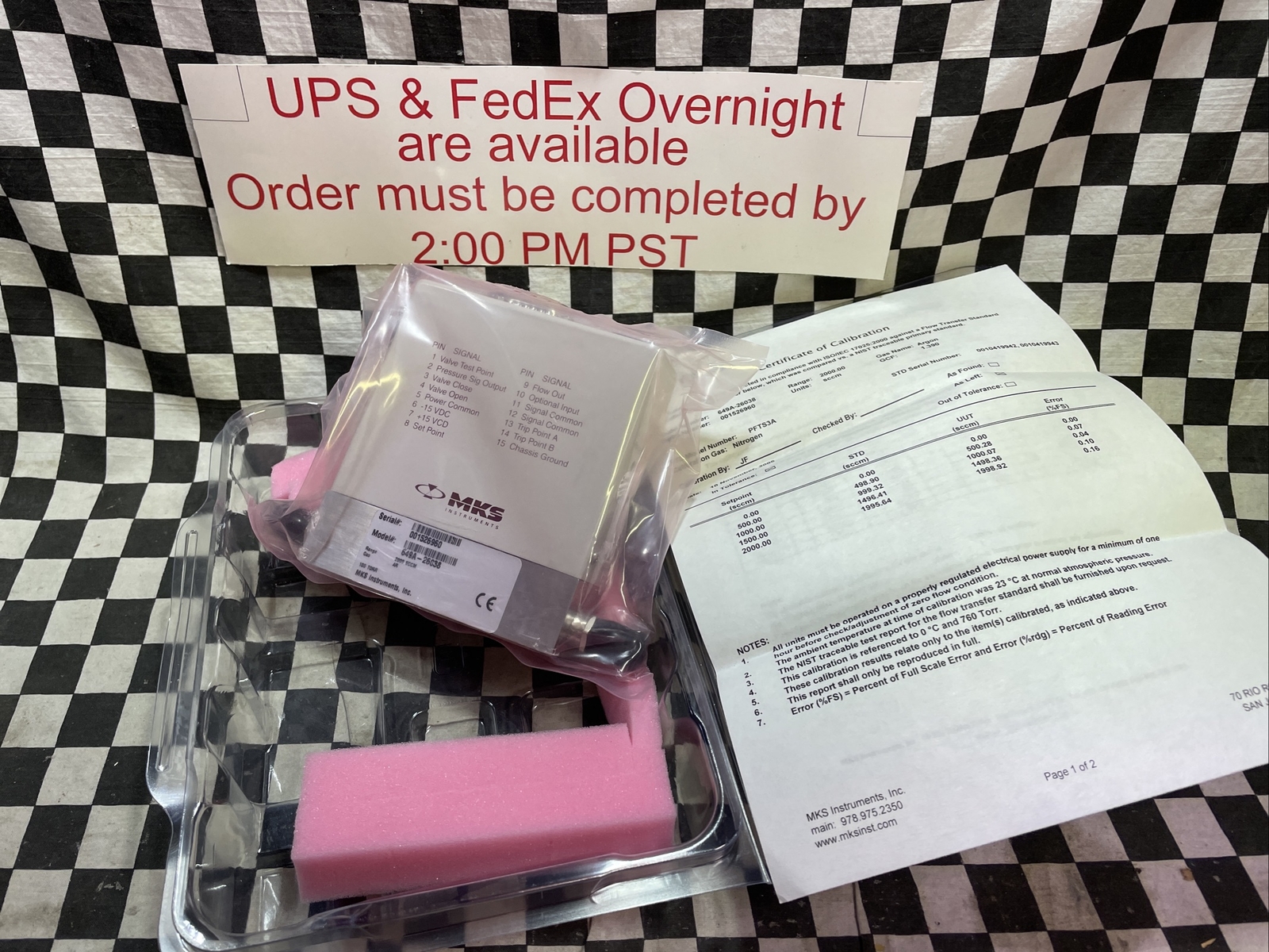 MKS Type 649 Pressure Controller 1/4″ VCR, 649A-26038, 2000 SCCM, GAS ARGON