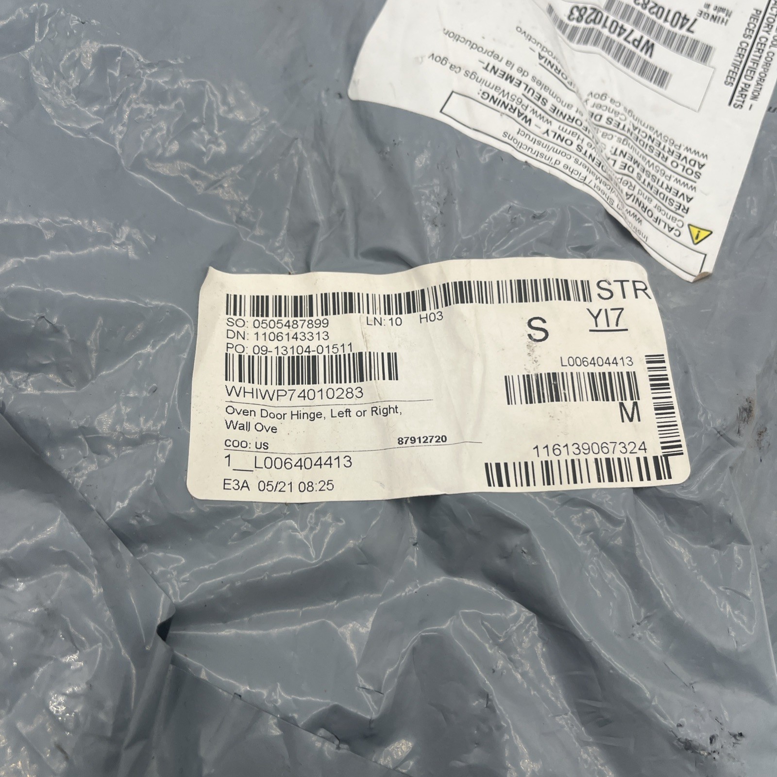 Whirlpool WP74010283- Genuine OEM Replacement Part NEW