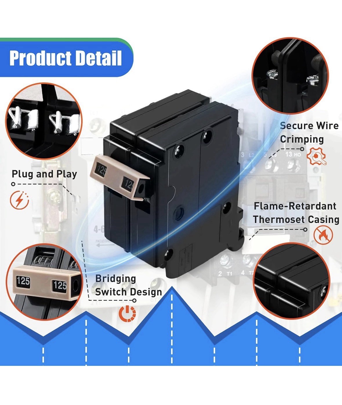 C2125 2-Pole 125-Amp Circuit Breaker, Type C3/4-In Plug-On Molded Case Circuit