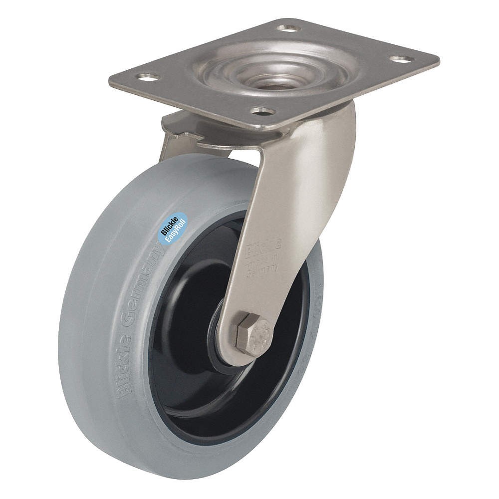 GRAINGER APPROVED LEX-POEV 100XR-SG Plate Caster,Swivel,Rubber,4 15/16″H 44YU46