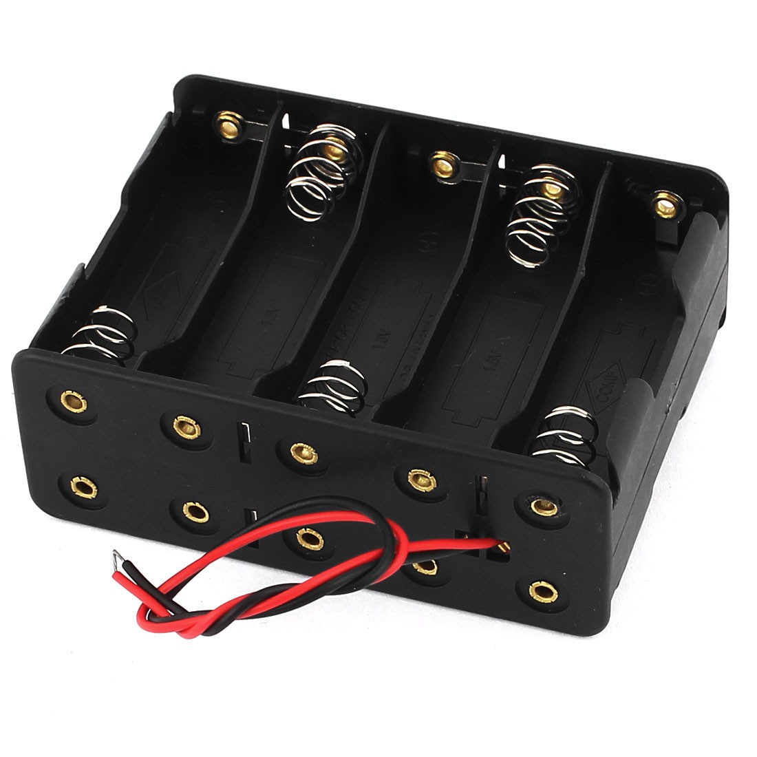 Black 2 Wires Cables Two Layers 10 x 1.5V AA Batteries Battery Holder Case Boxes