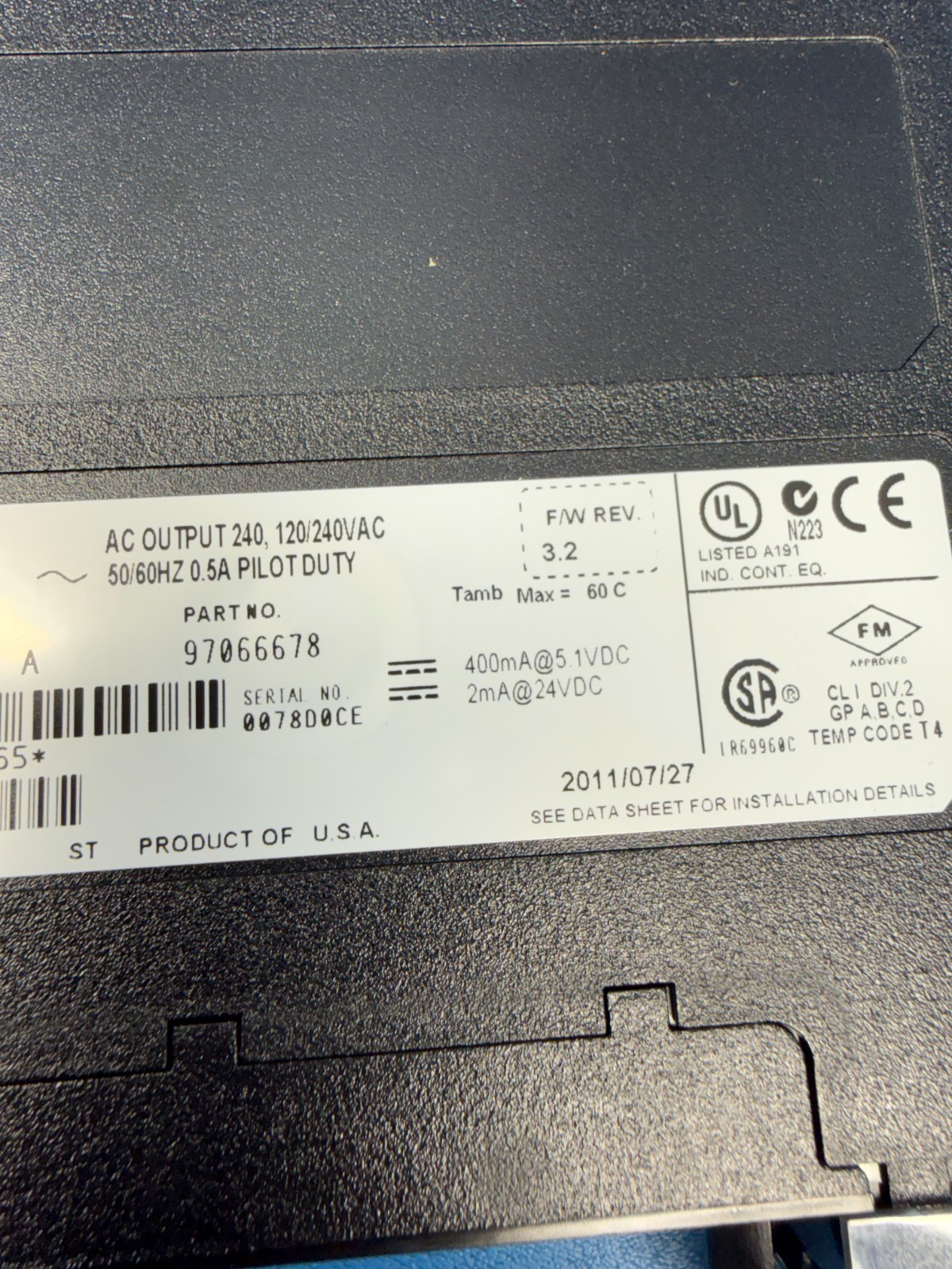 Honeywell TC-ODA161 Pilot Duty Output 120/240VAC Module 97066678