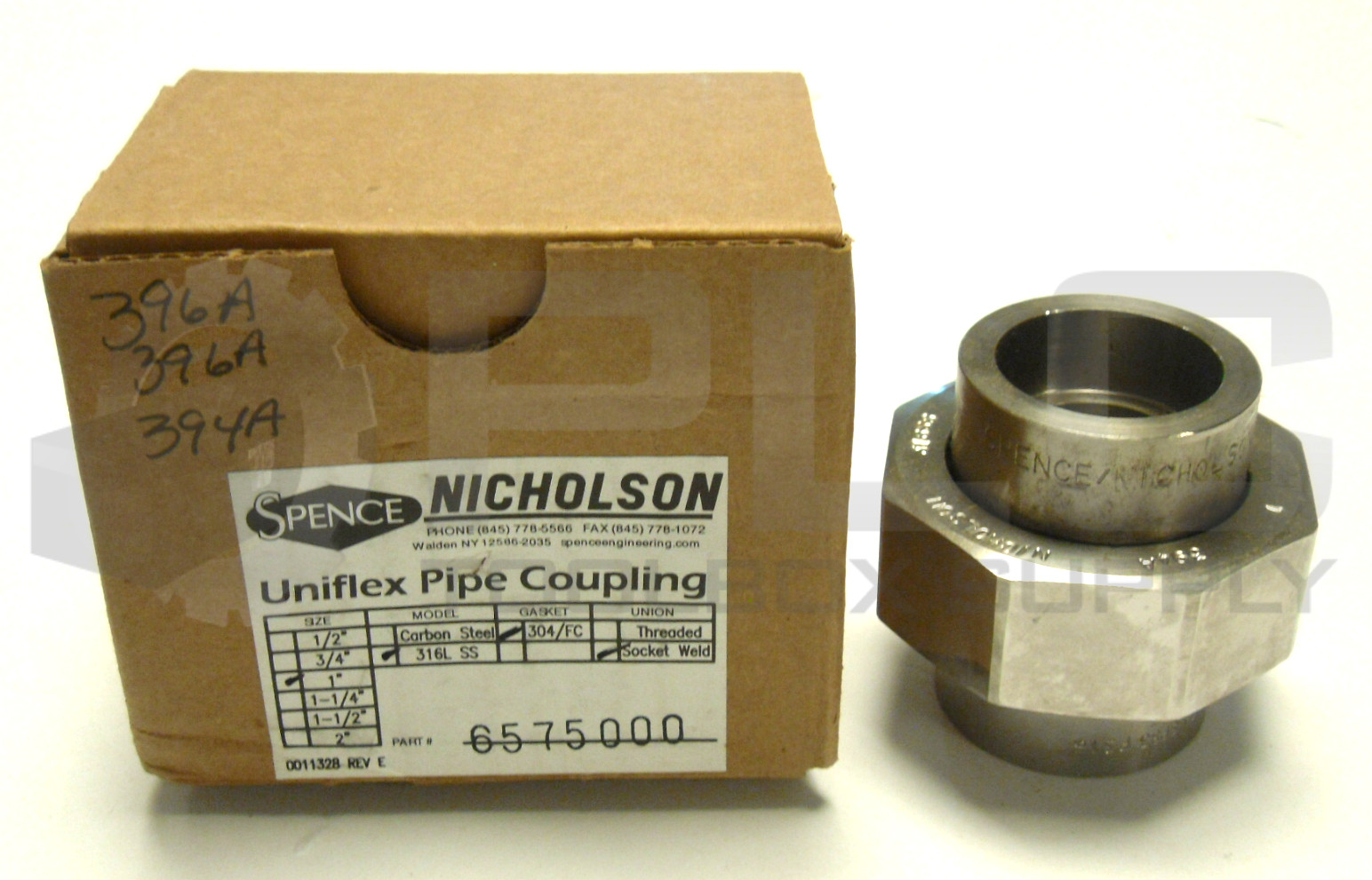 NEW SPENCE NICHOLSON 6575000 UNIFLEX PIPE COUPLING 1″ 304/FC GASKET SOCKET WELD