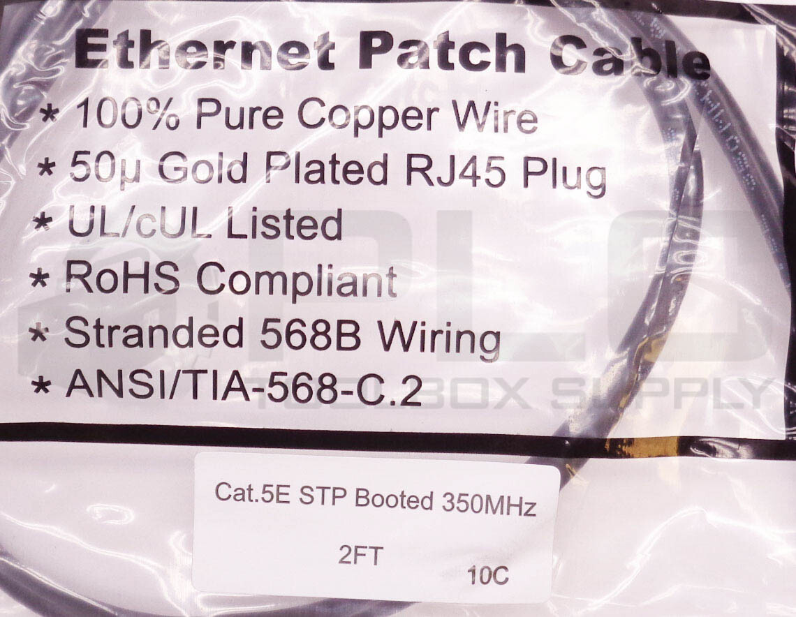 LOT OF 4 NEW CAT.5E STP BOOTED 350MHZ 2FT ETHERNET PATCH CABLE