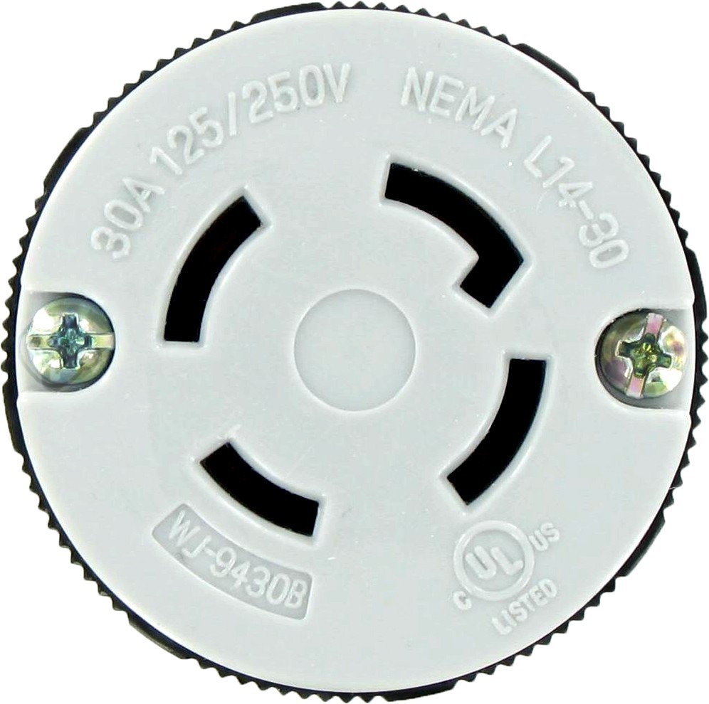 NEMA L14-30C 30A 125/250V 3 Pole 4W Grnd. Plug w/External Cord Grip OLYM-L1430C
