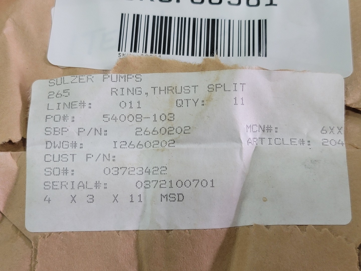 Sulzer Pumps Split Thrust Ring