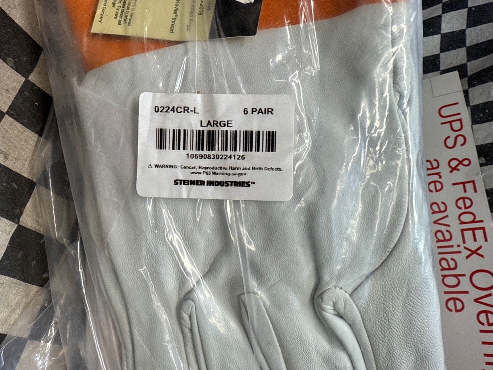 Welding Glove Goatskin LARGE, Straight Thumb, Gauntlet Cuff, 6 PAIR, SHIPSAMEDAY