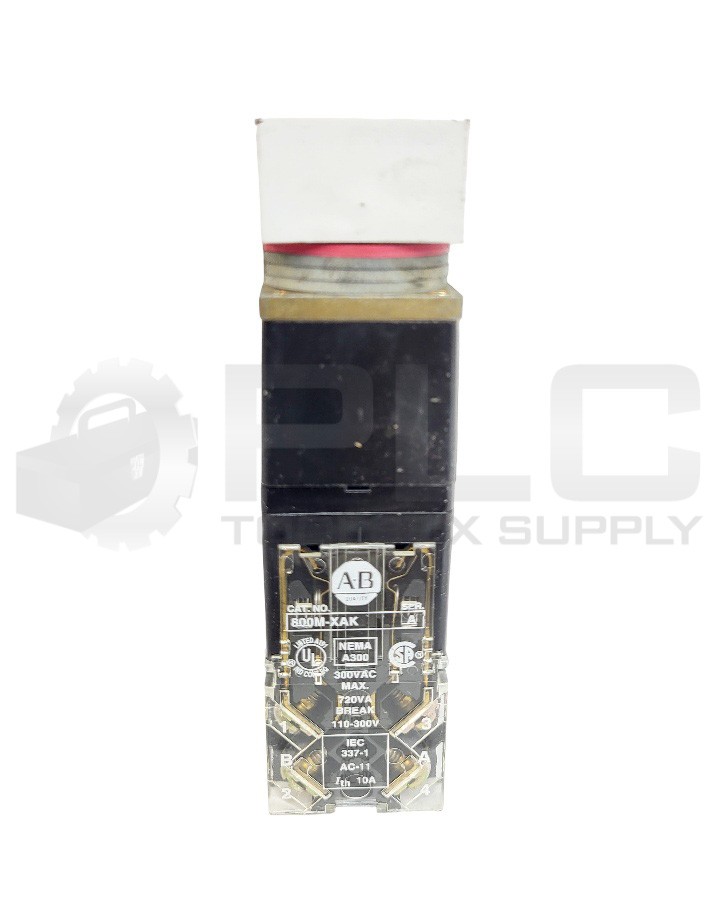 NEW ALLEN BRADLEY 800MS-H48B/A CYLINDER LOCK W/ 800M-XAK CONTACT BLOCK W/ KEYS *