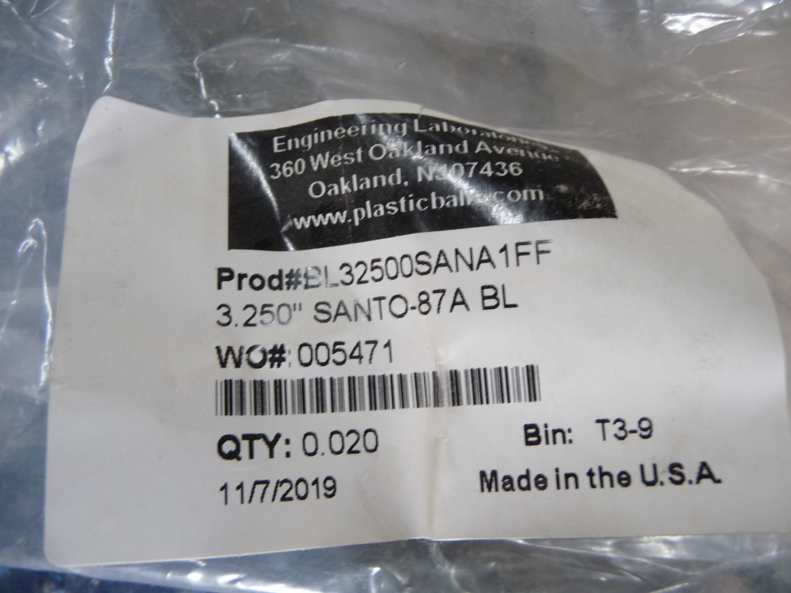 Engineering Laboratories 3.25″ Santoprene Ball 87A
