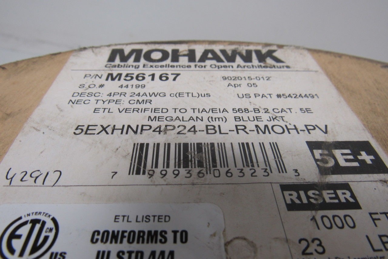 Mohawk M56167 MegaLan Cat 5E Cable Non Plenum Twisted Pair 24 AWG 604′
