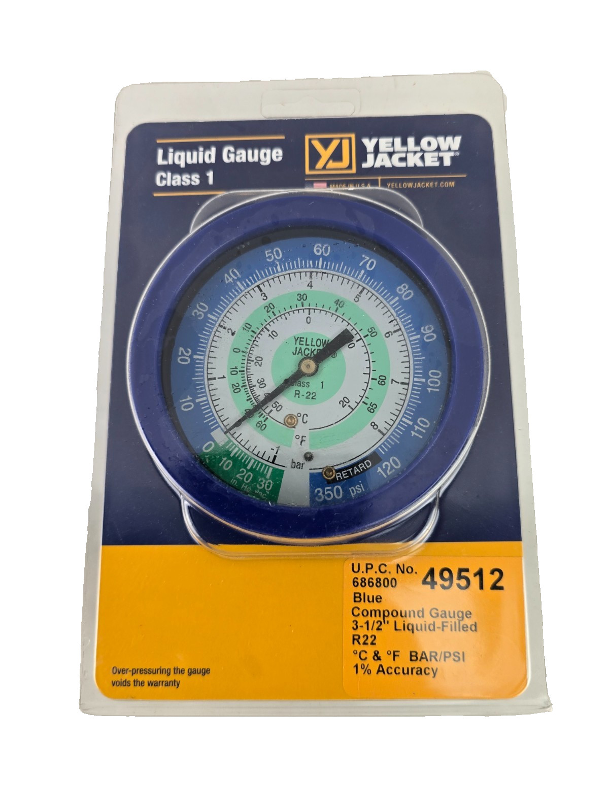 Yellow Jacket BLUE 49512 3-1/2″ LO-SIDE LIQUID-FILLED Manifold Gauge