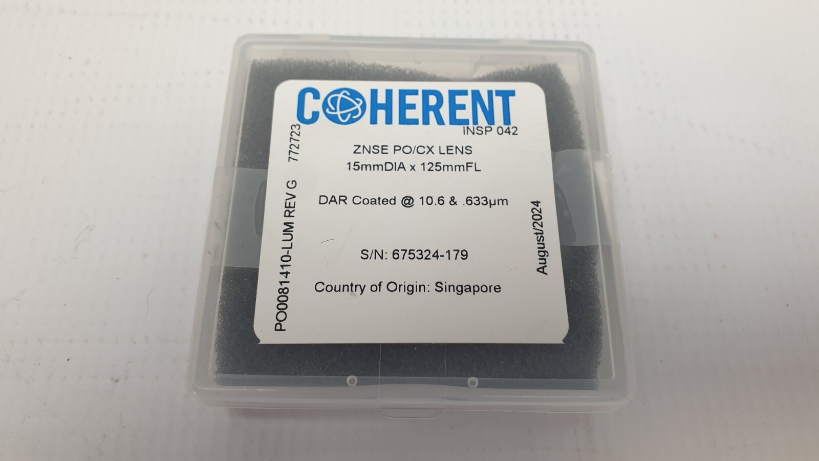 Coherent ZnSe PO/CX Lens 15mm DIA x 125mm FL | For Lumenis