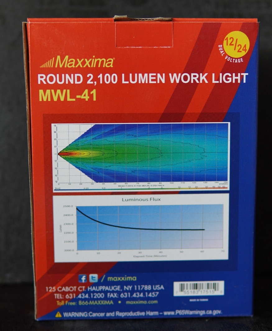 Maxxima MWL-41 Round 18 LED Black Work Light 2,400 Lumens 12/24VDC
