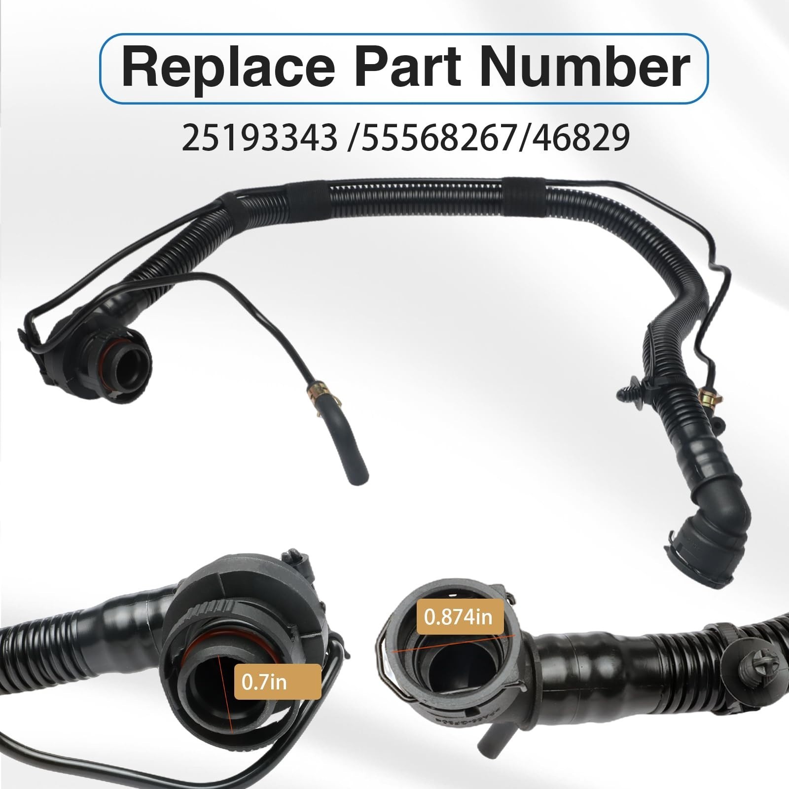 PCV Valve Tubing Hose with Bypass Valves 1.4L Engine Replace 25193343 46829, New