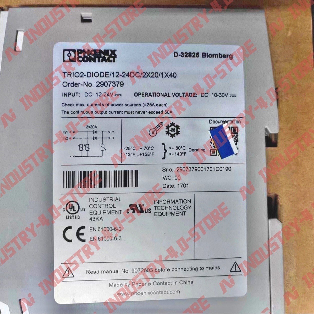Phoenix 2907379 TRIO2-DIODE/12-24DC/2X20/1X40 Switching Power Supply#1pcs new in