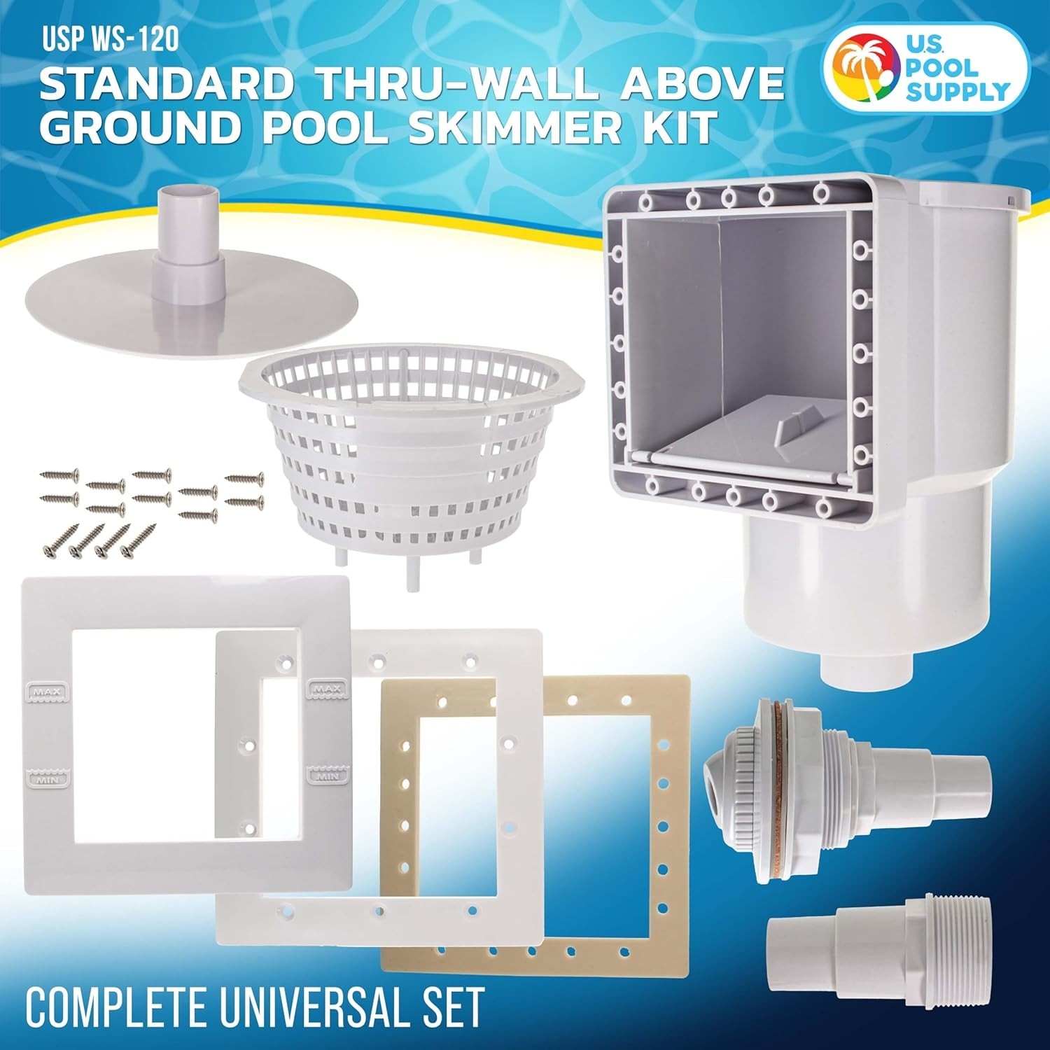 Standard Thru-Wall above Ground Pool Skimmer Kit – ABS Construction, Complete Un
