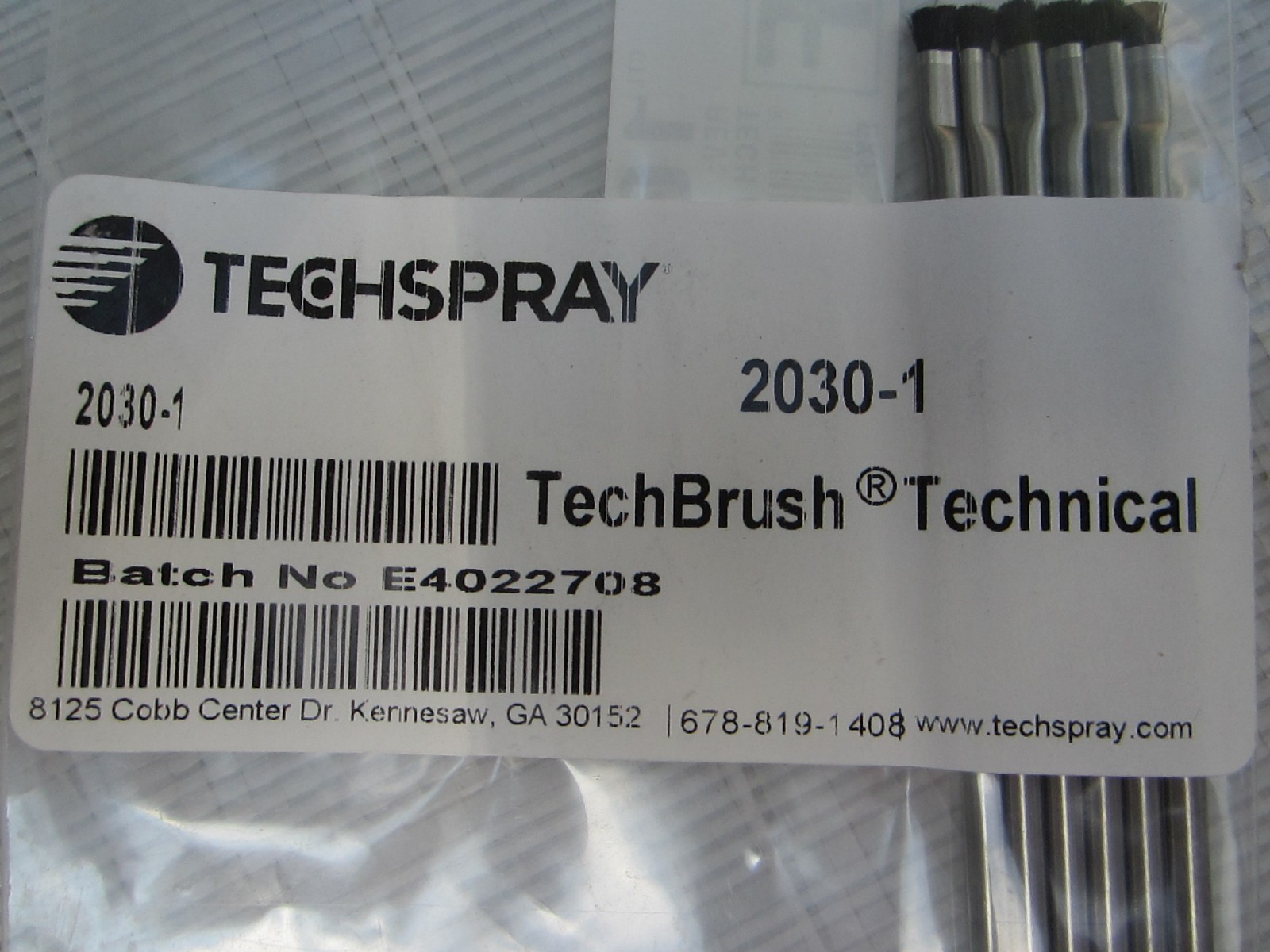 TECHSPRAY 2030-1 1/8X1/16 GOAT HAIR TECHNICAL CLEANING BRUSH LOT OF 6