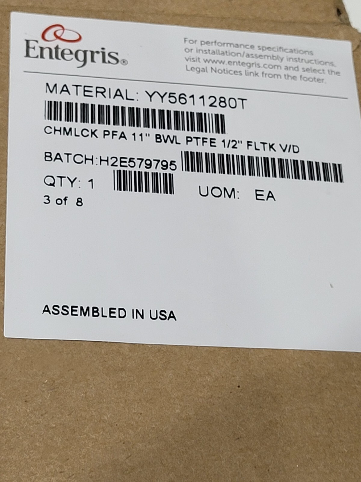 Entegris Chemlock PFA 11″ Housing PTFE Lock Ring YY5611280T